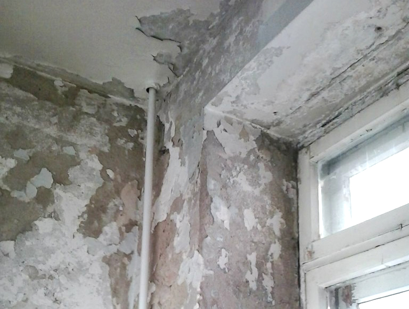 Обсыпающаяся штукатурка с не погрунтованных стен
